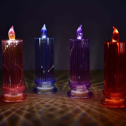 Big Simple Candles for Home Decoration, Crystal Candle Lights, Diwali (Multicolor)