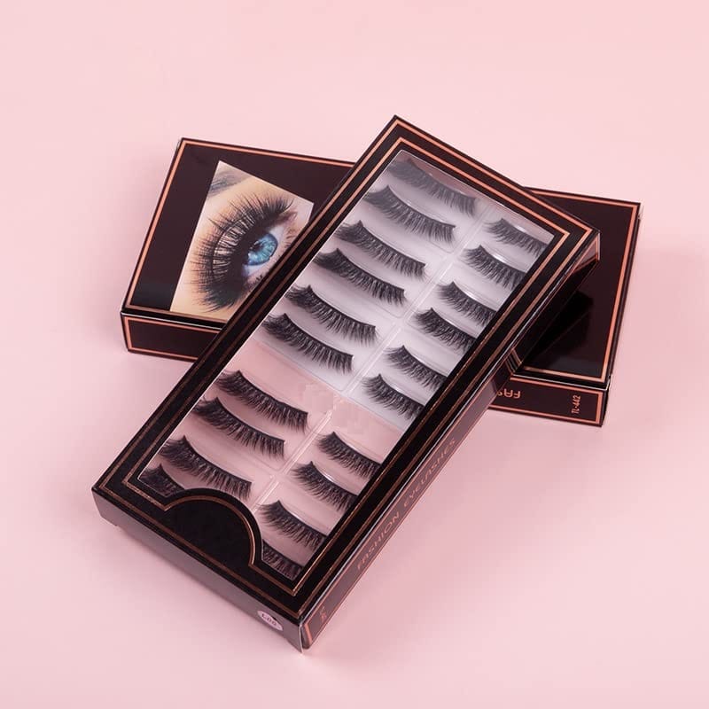 Elecsera Eyelashes natural light weight reusable 3d Eyelashes pack of 10 pairs (Pack of 10)