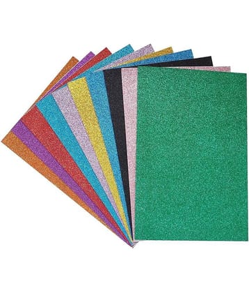 ECLET A4 Glitter Foam Sheet Sparkles (Self Adhesive) 2 mm Thick 10 Different Color, for Art & Craft