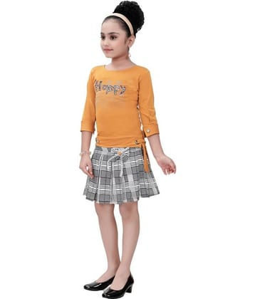 Arshia Fashions Pack of 1 Girls Cotton Blend Top With Skirt ( Yellow )