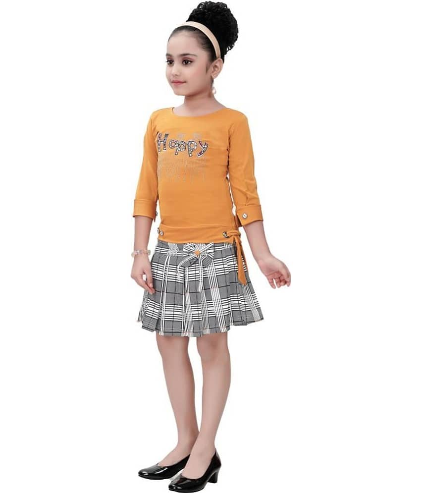 Arshia Fashions Pack of 1 Girls Cotton Blend Top With Skirt ( Yellow )