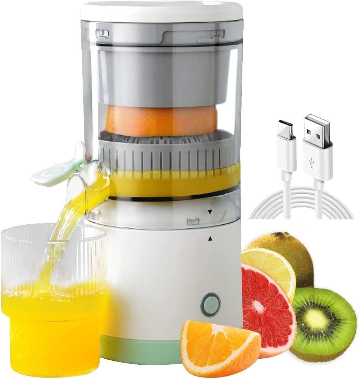 Electric Citrus Juicer, Wireless Mini Portable Rechargeable Fruit Squeezer Machine, Compact Electric Juicer for Smoothies, Orange, Lemon & Lime Juice