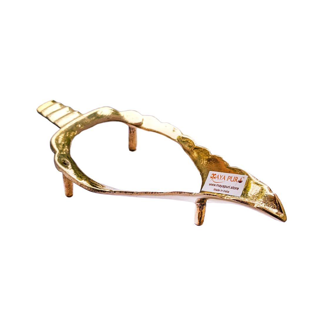 MAYAPURI Pital Shankha Dani/Pooja Brass Shank Stand/Holding Conch Shells, Golden (4 inch. (Best for 3-4 inch. Shankh))