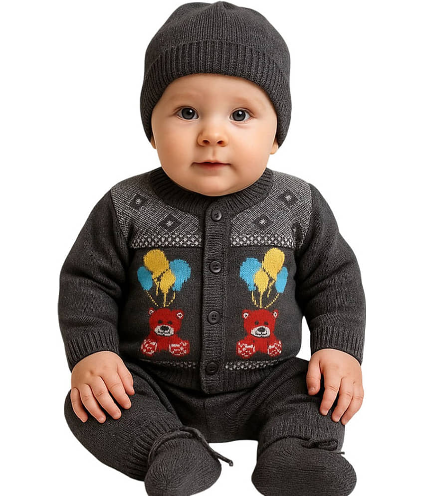 Paryag Pack of 1 Unisex for Baby Woollen Sweater ( Black )