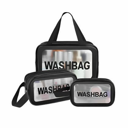 JD FRESH 3 Pieces Transparent Makeup Organizer Pouches/Makeup Bag for Women/Cosmetic Pouch/Toiletry Kit Bag for Travel(Black/Large-Medium-Small) JD FRESH 3 Pieces Transparent Makeup Organizer Pouches/Makeup Bag for Women/Cosmetic Pouch/Toiletry Kit Bag f