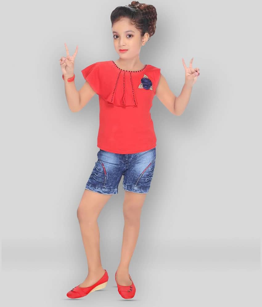 Zadmus Denim For Girls ( Pack of 1 , Red )