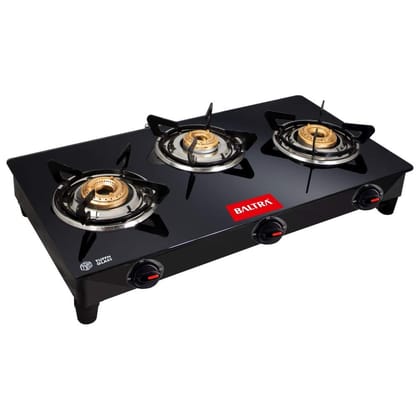 Baltra Glimmer Black Glass Top Gas Stove with Brass 3 Burners, Manual Ignition. ISI Certified with a 2-Year Warranty. Stylish and durable kitchen essential (3 Burner) Baltra Glimmer Black Glass Top Gas Stove with Brass 3 Burners, Manual Ignition. ISI Certified with a 2-Year Warranty. Stylish and durable kitchen essential (3 Burner)