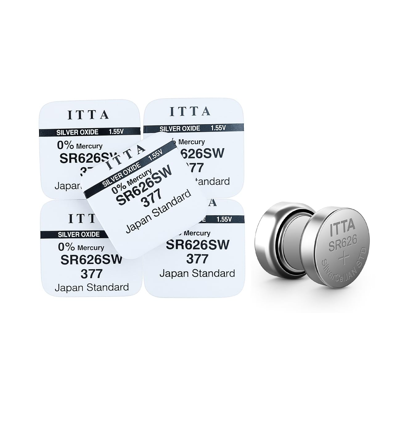 SR626SW / 377 Watch Battery Button Cell 1.55 V Silver Oxide Pack of 5 � Universal Replacement for Wrist Watch, Calculator & Toys � Long Life Power Cell