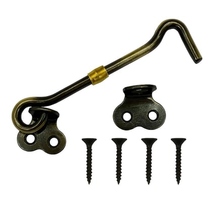 KARTHI7OCT STORE Black-Golden 4 Inch Brass Window Hook (Set of 2) � Vintage Style Cabin Hook Latch with Screws � Antique Door Stopper, Gate & Window Stay Lock KARTHI7OCT STORE Black-Golden 4 Inch Brass Window Hook (Set of 2) � Vintage Style Cabin Hook Latch with Screws � Antique Door Stopper, Gate & Window Stay Lock