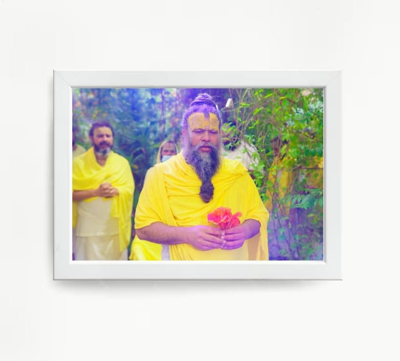 NOKKES Premanand Ji Maharaj White Religious Photo frame 5X7 Inch Photo Frame_WEW14