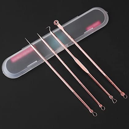 Elecsera Beauty Blackhead Tool Kit, Stainless Steel Acne Needles Double Side Spot Squeezer Tool, Pimple Popper Tool Kit, Whitehead Removal (Pack of 4)