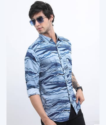 Ketch 100% Cotton Regular Fit Printed Full Sleeves Men's Casual Shirt - Blue ( Pack of 1 )
