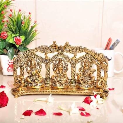 DreamKraft Metal Laxmi Saraswati Idol Decorative Murti Peacock Frame Metal Statue DreamKraft Metal Laxmi Saraswati Idol Decorative Murti Peacock Frame Metal Statue