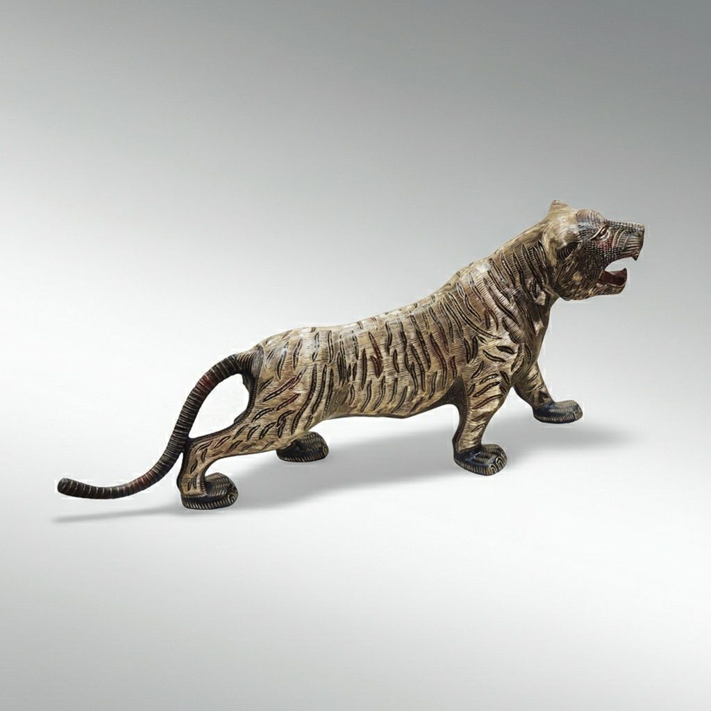 Brass Showpiece Tiger Statue (ANMAS024 A)