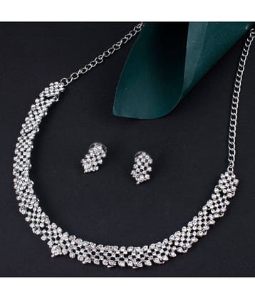 Sukkhi Zinc Silver Contemporary/Fashion Necklaces Set Collar