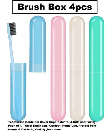 Anti Bacterial Plastic Toothbrush Container (Set of 4) Multicolour