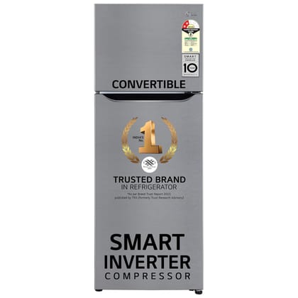 LG 264 L 2 Star Frost-Free Smart Inverter Double Door Refrigerator (GL-S302SPZY, Shiny Steel, Convertible, Smart Connect & Multi Air Flow) Shiny Steel