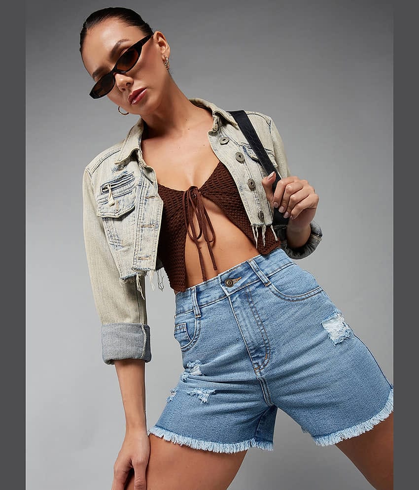 Miss Chase Denim Hot Pants - Blue