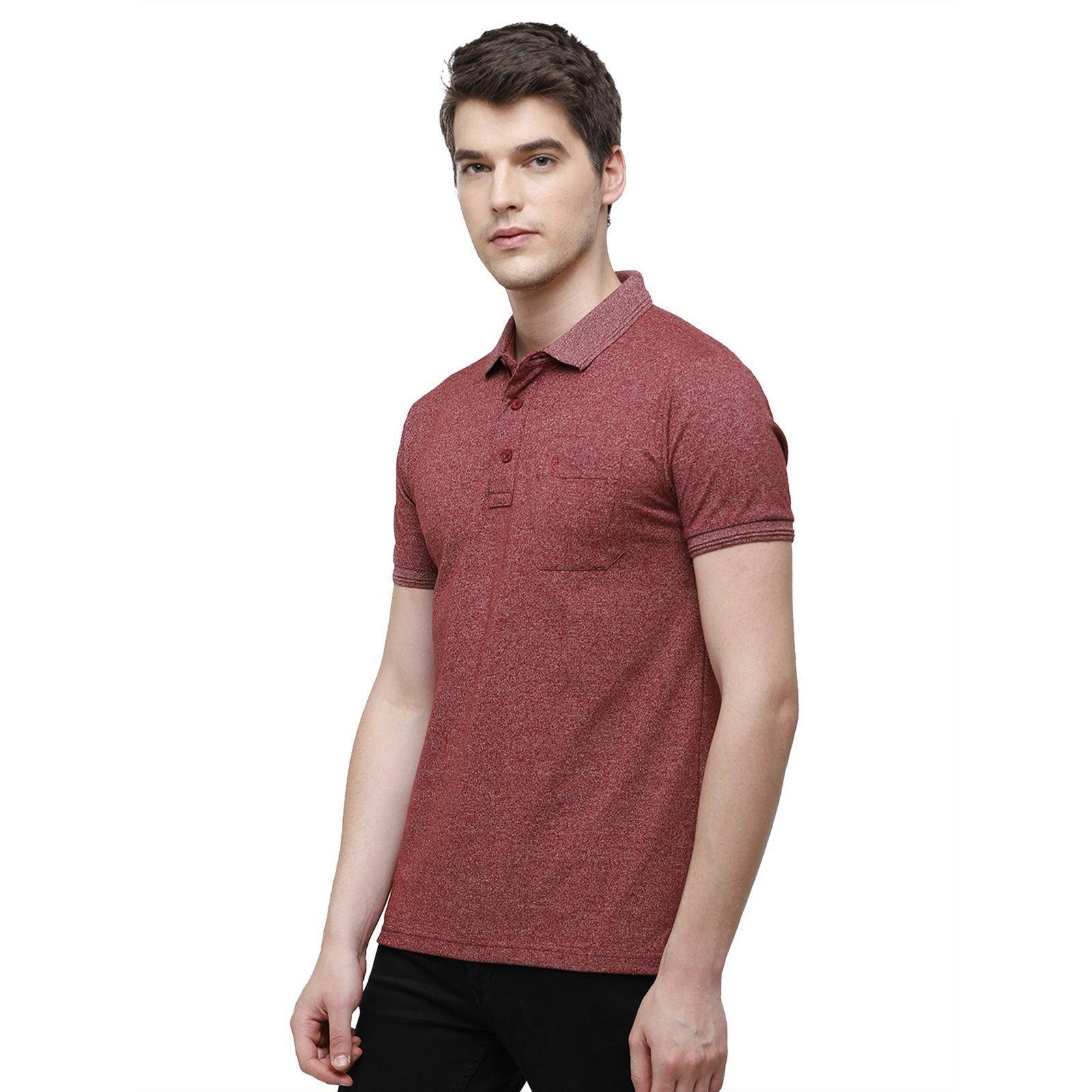 Classic Polo Men's Maroon Trendy Grindle Polo Half Sleeve Slim Fit T-Shirt | Proten - Syrah