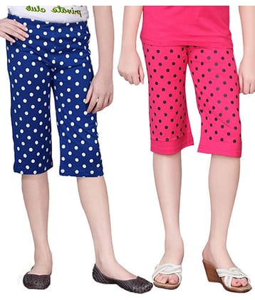 Sini Mini Pack of 2 Girls Cotton Capris ( Multi )