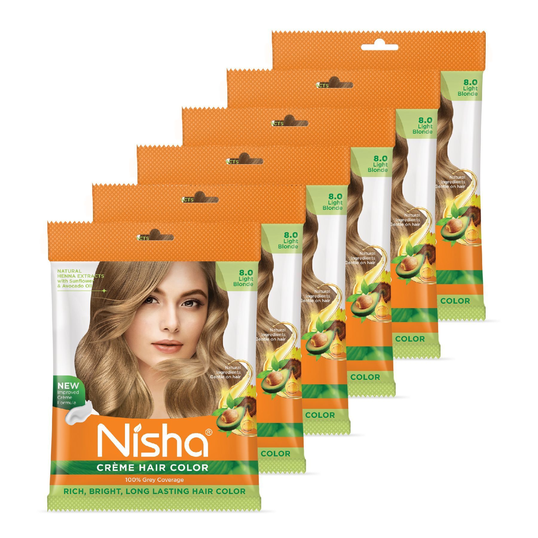 Nisha Creme Hair Color Light Blonde 40g Pack of 6, Permanent Hair Colour for Women & Men, Long Lasting Hair Color