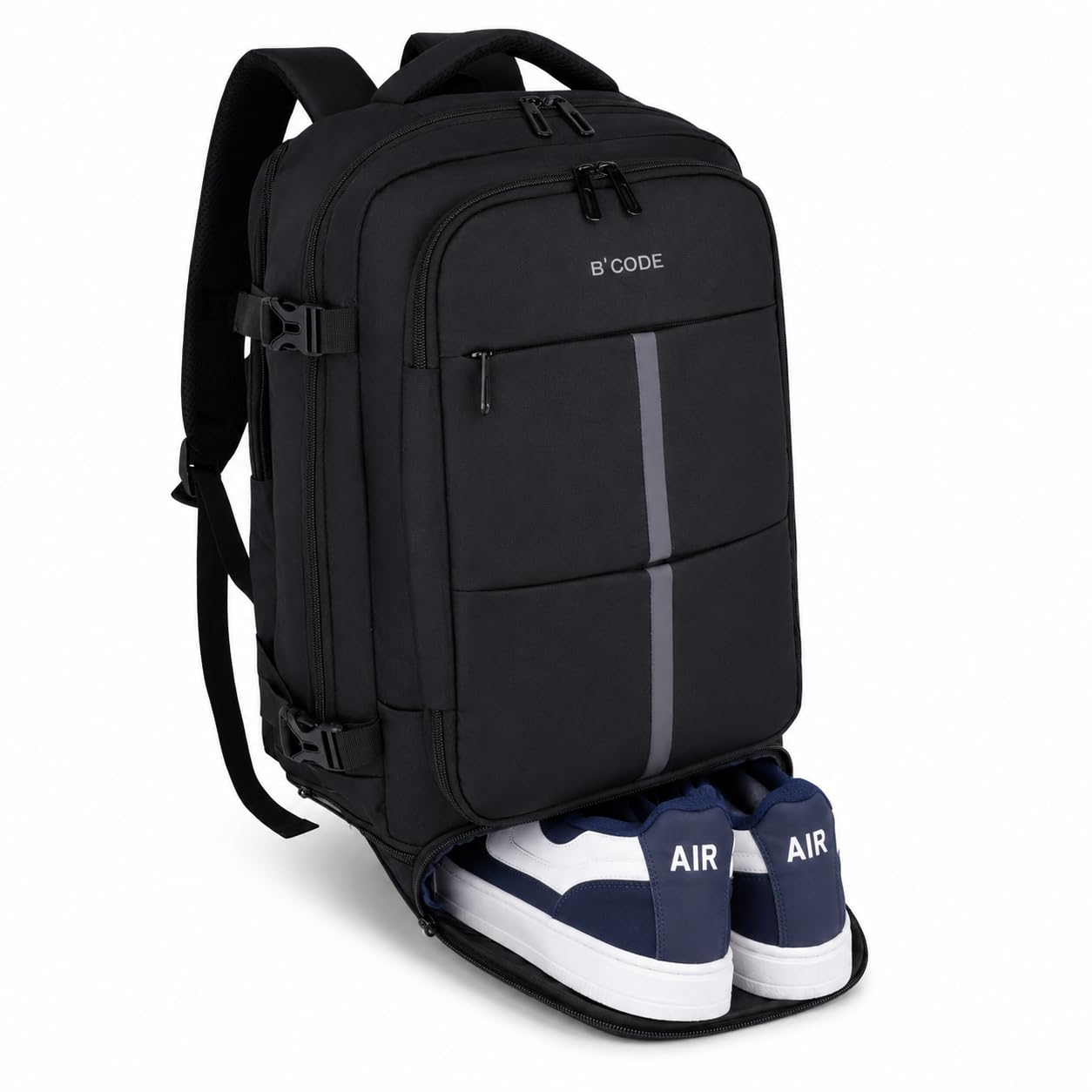 B’CODE Laptop Backpack | Men & Women Travel Bag | Convertible Carry-On Luggage | Expandable Design | Shoe Compartment | Multiple Organizers | Water-Resistant Fabric