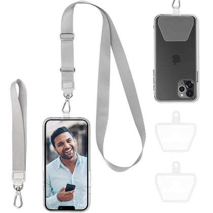 ZORBES Phone Lanyard Phone Hand Strap Set Phone Neckstrap for All Phone Case Adjustable Grey Phone Sling with 2 Self-Adhesive Inserts Phone Sling Hand Strap, Not Includes Phone Case Grey / normal ZORBES Phone Lanyard Phone Hand Strap Set Phone Neckstrap for All Phone Case Adjustable Grey Phone Sling with 2 Self-Adhesive Inserts Phone Sling Hand Strap, Not Includes Phone Case Grey / normal