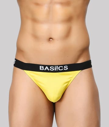BASIICS By La Intimo Pack of 1 Spandex Thongs For Men's ( Yellow )
