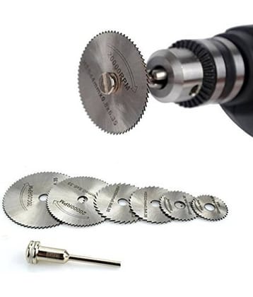 DIY Crafts Metal HSS Circular Saw Blades Set Cutting Discs for Rotary Tool -6 Pieces(5 Blades, 1 Pin)