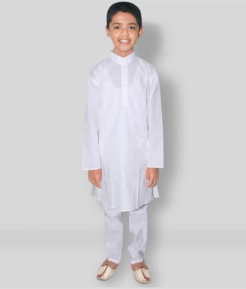 Goodluck Boys Cotton Solid - Pattern Kurta Pant Set ( White , Pack of 1 )