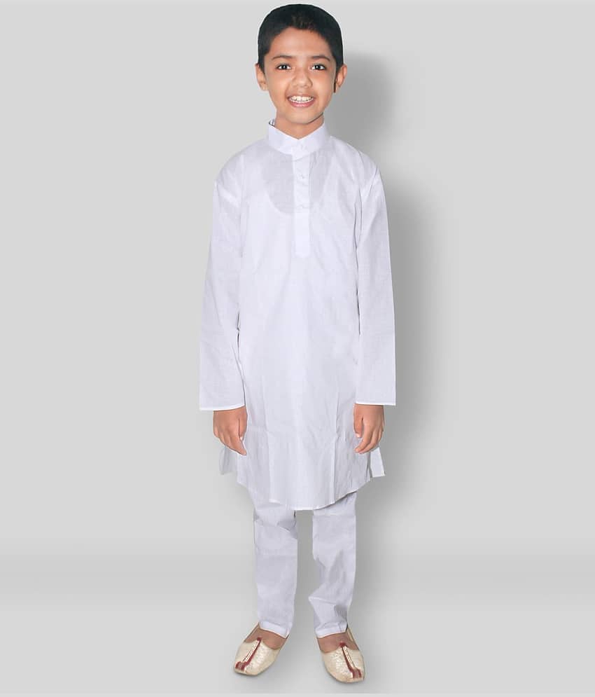 Goodluck Boys Cotton Solid - Pattern Kurta Pant Set ( White , Pack of 1 )