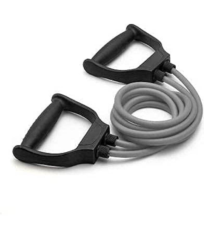 Double Toning Resistance Tube Heavy Quality Pull Rope Elastic Rubber Exercise Band for Stretching, Workout, Home Gym and Toning with Heavy Quality Grip D Shaped Handles for Men and Women, Pack of 1