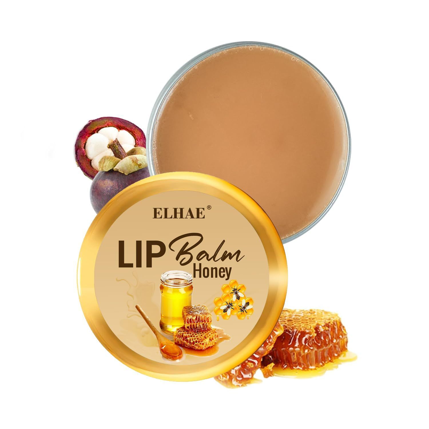 ELHAE Moisturizing Lip Balm | Made With Organic Oils & Desi Ghee | Glossy Shine & Deep Hydration in Honey Flavor | All-Natural Formula � 30g
