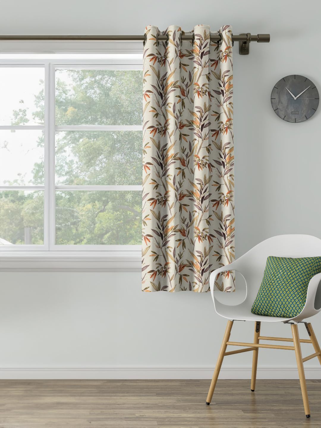 DDECOR - 100% PolyesterLeaves PatternWindow 5 Ft|135 CM X 160 CM| - Gold