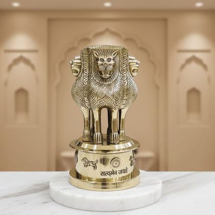 Handcrafted Brass Ashok Lath Decorative Item | Indian Heritage Decor, Height : 14 Inch (FMAS670 J)