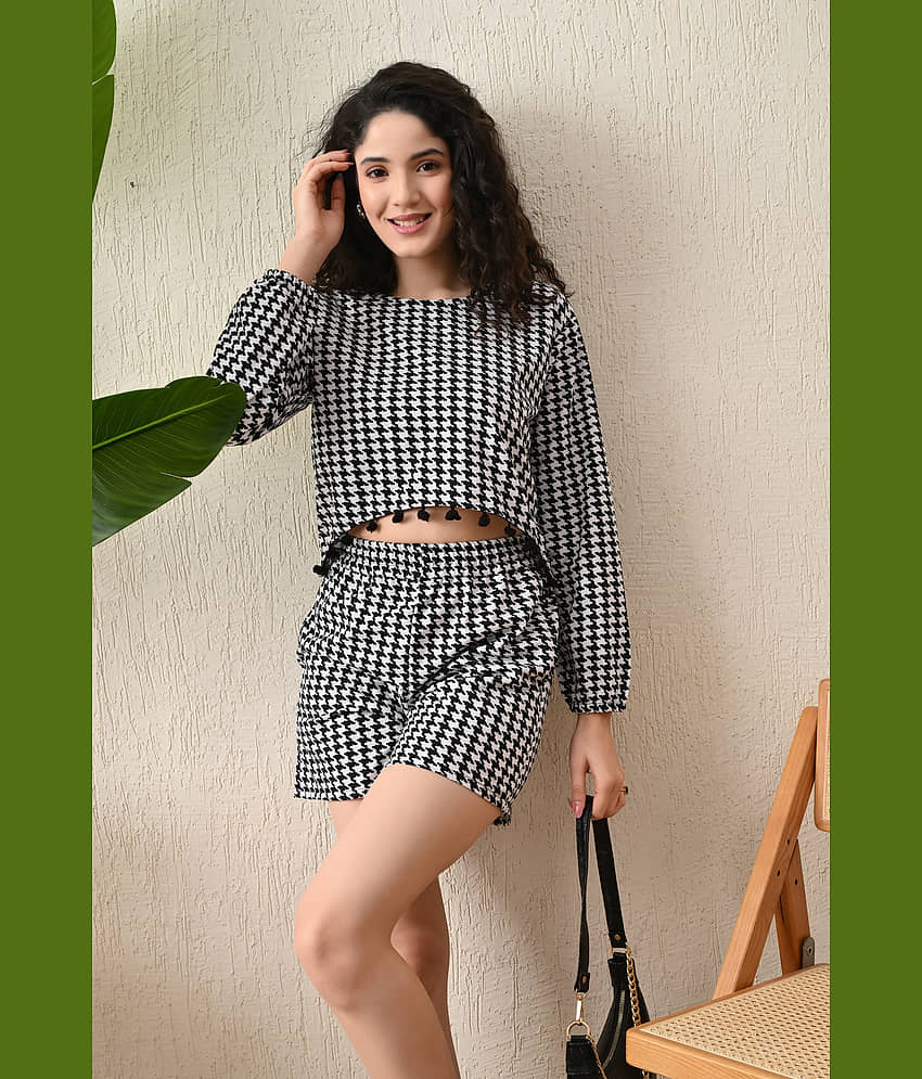 Lihana Women Printed Top With Shorts Co-Ord Set ( Off White )