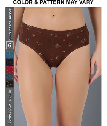 Dollar Lehar Super Combed Cotton Women's Printed Hipster Panty - Pack of 6 - (Print May Vary)