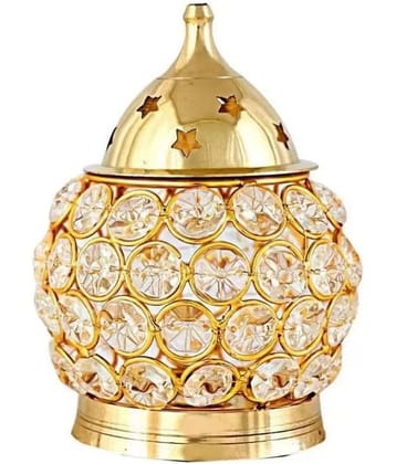 Spherulemuster - Brass Crystal Deepak ( Pack of 1 )