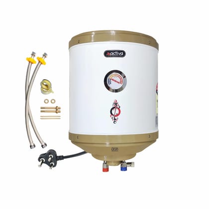 ACTIVA 15 L Storage 2 KVA BEE 5-Star Rating Geyser with Special Anti-Rust Coating Tank, Temperature Meter, HD ISI Element, Free Installation Kit, Adjustable Outer Thermostat, 3-Year Warranty (Ivory) ACTIVA 15 L Storage 2 KVA BEE 5-Star Rating Geyser with