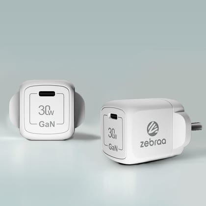 Zeebraa 30W Gan Charger with Cable - white