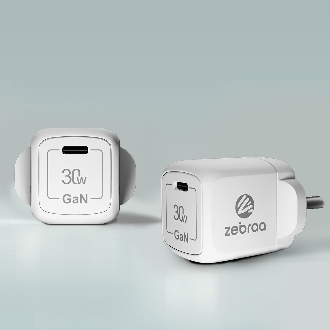 Zeebraa 30W Gan Charger with Cable - white