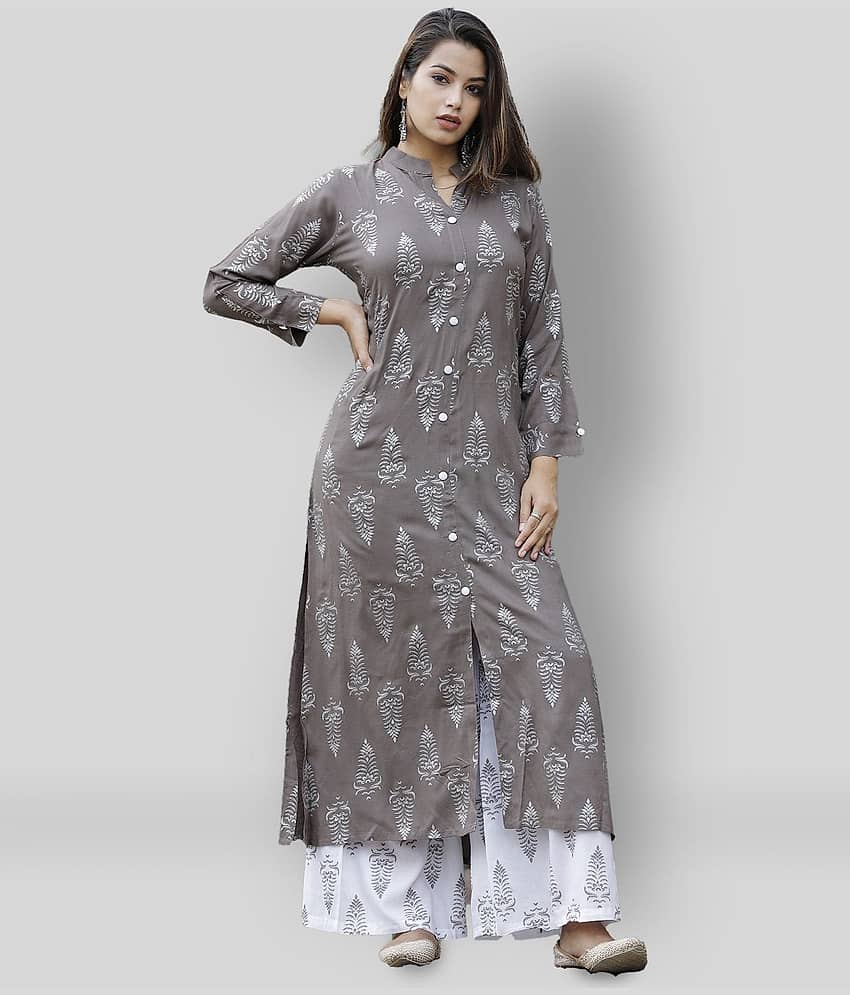 Lee Moda - Light Grey Straight Rayon Women's Stitched Salwar Suit ( Pack of 1 )
