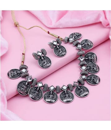 Sukkhi Alloy Silver Traditional Necklaces Set Collar