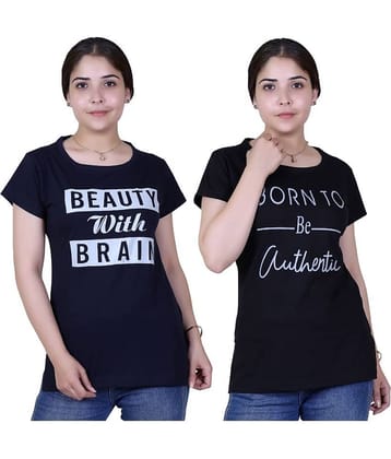 Varenyam Women Cotton Regular Fit Round Neck T-Shirt ( Navy )