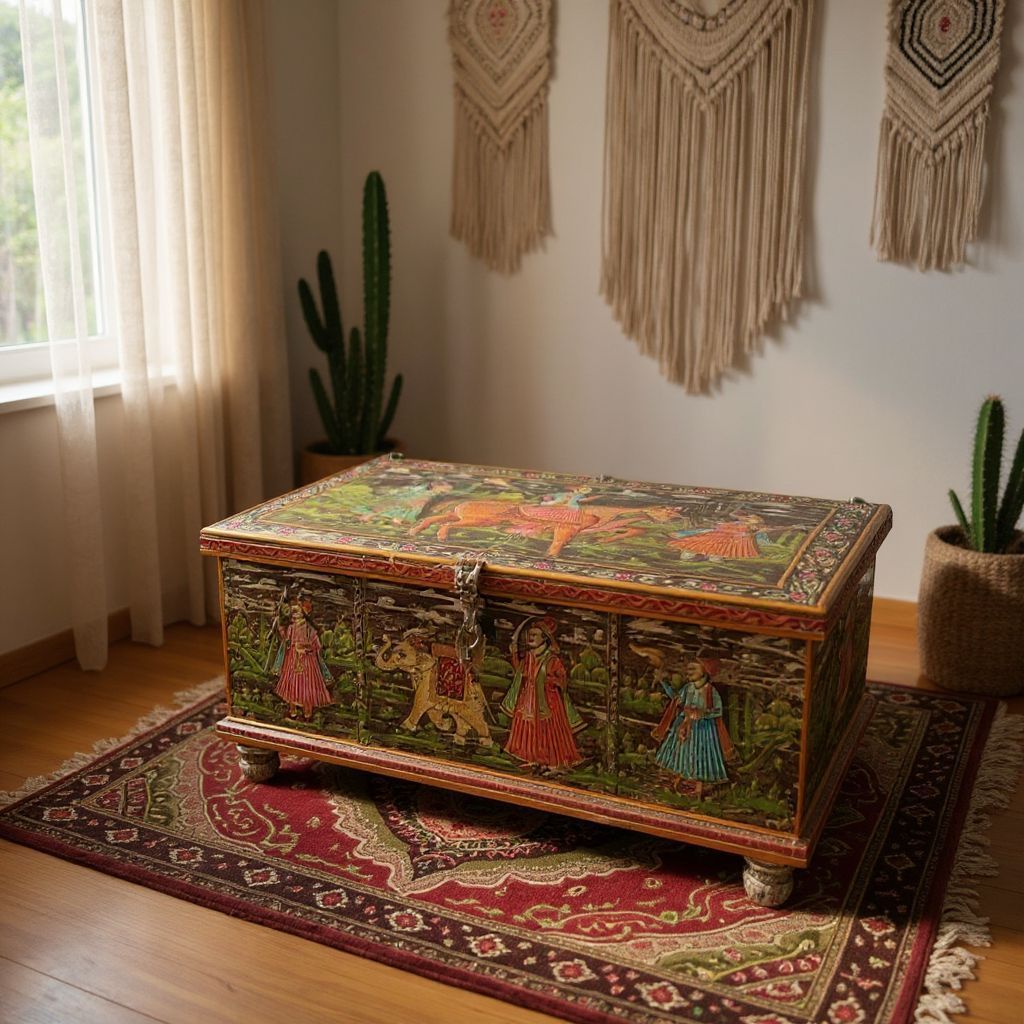 Handicraft Attractive Wooden Storage Trunk | Beautiful Dowry Box
