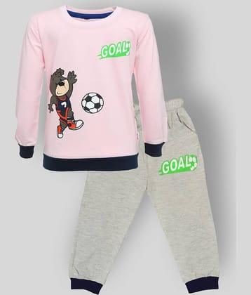 CATCUB Pack of 1 Boys Cotton Blend T-Shirt & Pants Set ( Pink )