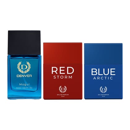 Denver Pack of 3 Perfumes (Mogul + Red Storm + Blue Arctic) - 30ml Each