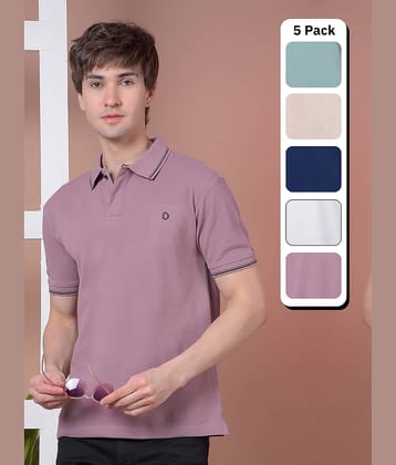 Dollar Men Cotton Regular Fit Solid Polo T Shirt ( Multicolor11 )