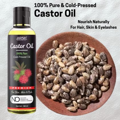 Cold-Pressed 100% Pure Castor Oil for Hair Growth 100ML | For Hair, Eyebrows, Eyelashes & Skin Care Cold-Pressed 100% Pure Castor Oil for Hair Growth 100ML | For Hair, Eyebrows, Eyelashes & Skin Care