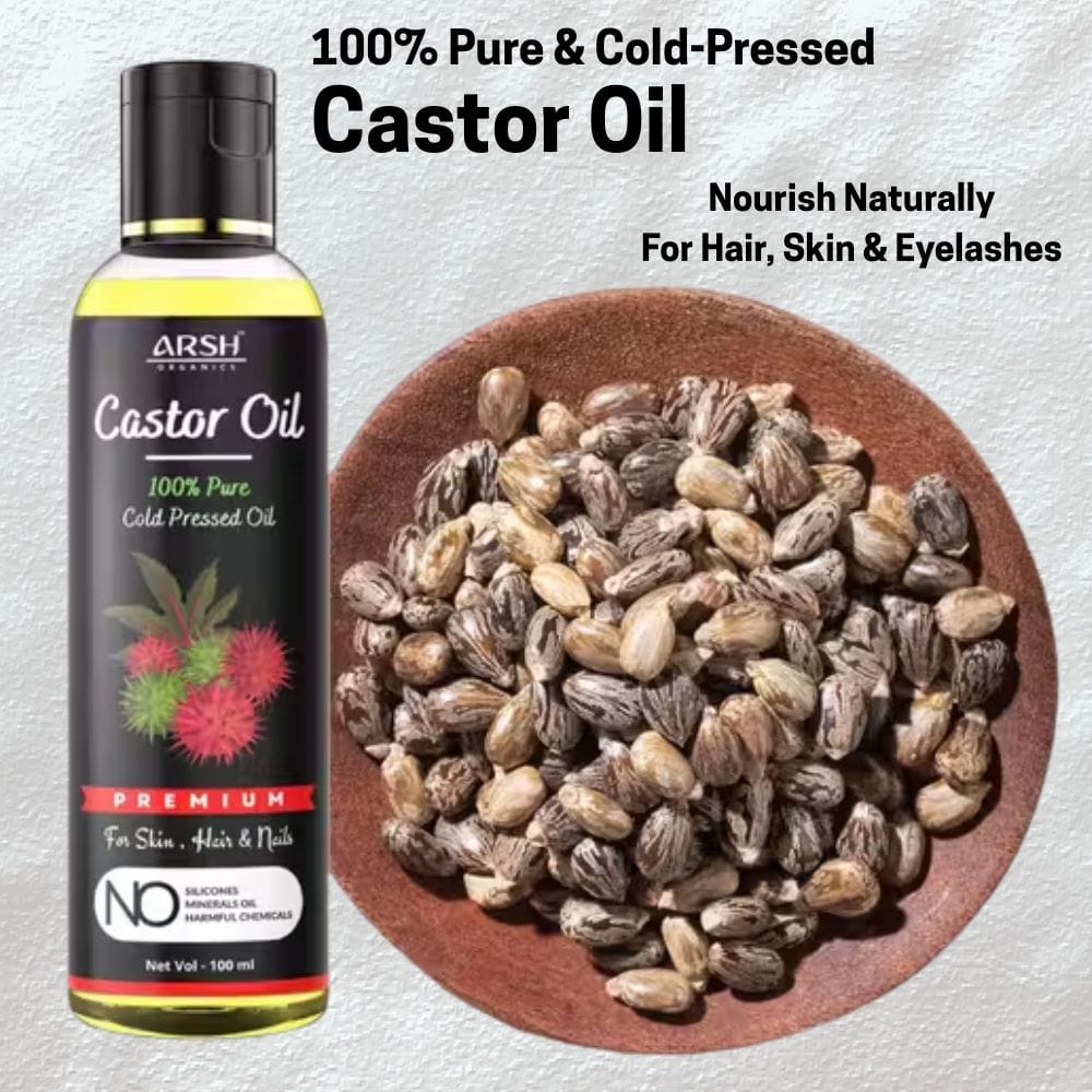 Cold-Pressed 100% Pure Castor Oil for Hair Growth 100ML | For Hair, Eyebrows, Eyelashes & Skin Care